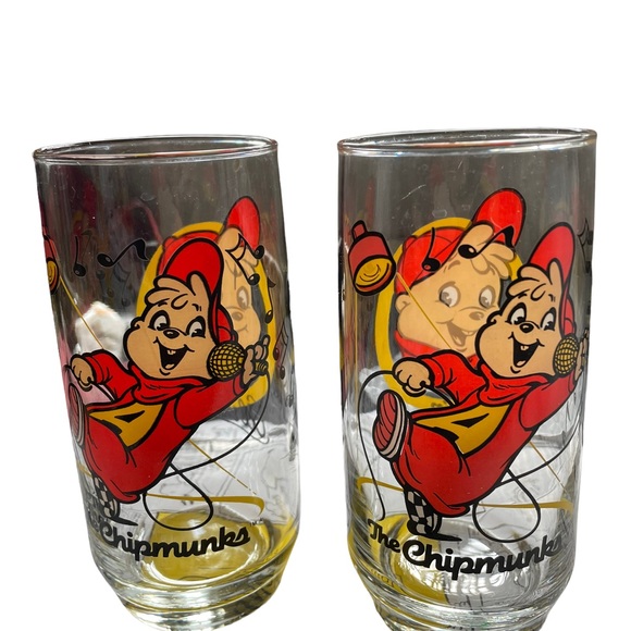 Set of 2 vintage 1985 Alvin and the chipmunks glasses - Picture 3 of 4
